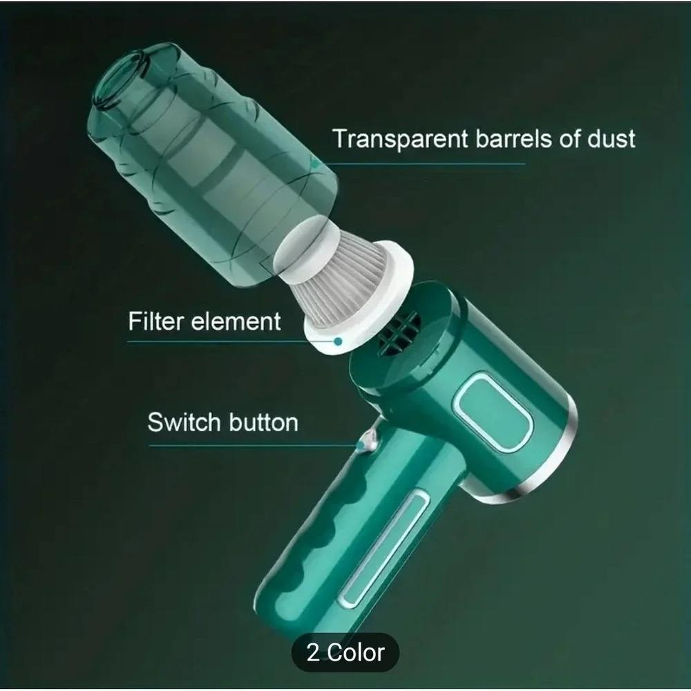 29000Pa‎ Car Vacuum Cleaner Strong Suction Dust Catcher Cordless Handheld Green